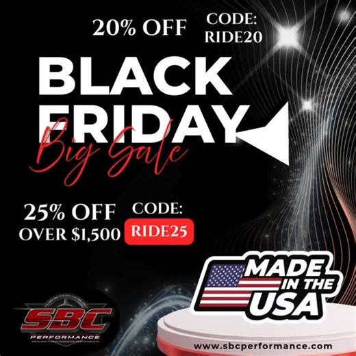 Gobble Gobble! 🦃 Happy Thanksgiving from our SBC Performance family to yours. Tonight at MIDNIGHT, our Black Friday Sale goes live — and it’s the biggest sale of the year. Save big on American-made motorcycle performance parts including: • Risers • Front & rear crash bars • Floorboards • Foot controls • Fork guards • And more shop-built upgrades for your bike 💥 Use code RIDE20 for 20% OFF our entire lineup 💥 Orders $1500 use code RIDE25 for 25% OFF Whether you’re building, replacing, or upgra
