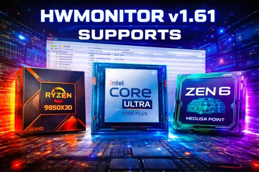 Andrii Konovalov on Instagram: "☄️ HWMonitor v1.61 Adds Support for Ryzen 9850X3D, Core Ultra 200S Plus, and Zen 6 Medusa Point ⚙️ CPUID has released HWMonitor version 1.61, and this update is far more interesting than a routine compatibility bump. The changelog confirms support for several unreleased and next-generation processors, giving us a rare early look at what’s coming next from both AMD and Intel. 🔴 AMD Ryzen 7 9850X3D — a clear signal of an upcoming launch The most eye-catching additi