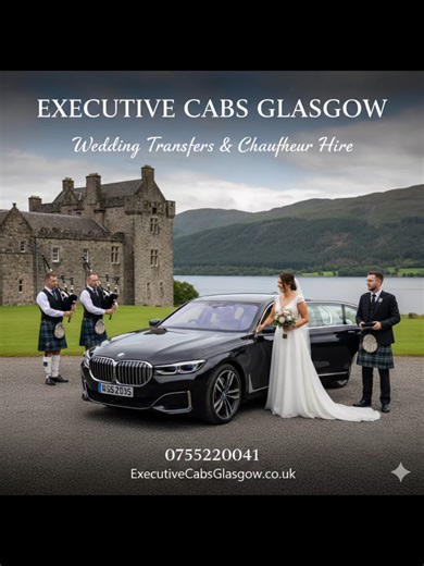 Make your big day effortless, elegant, and unforgettable 💍✨ Arrive in style with Executive Cabs Glasgow 🚘 Luxury wedding transport & professional chauffeur hire across Glasgow, Edinburgh & the West of Scotland. From the ceremony to the reception, we take care of every detail so you can focus on the moments that matter ❤️ 🌐 ExecutiveCabsGlasgow.co.uk 📧 bookings@executivecabsglasgow.co.uk 📞 07552240041 💬 WhatsApp: 447552240041 #weddingtransport #weddingdress #Chauffeur #Glasgow #executivecab