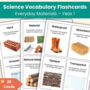 Year 1 Science Vocabulary Flashcards | Everyday Materials | KS1 Printable