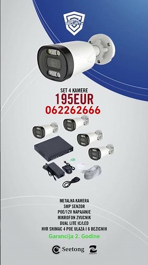 set 4 metalne ip kamere od 5mp + POE snimac +4x 20m kabla