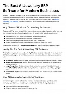The Best AI Jewellery ERP Software for Modern Businesses - SlideServe