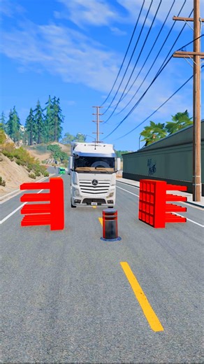 🔥 Trucks vs Spike Bollard – Ultimate Destruction Challenge #gaming #crashtests #shorts