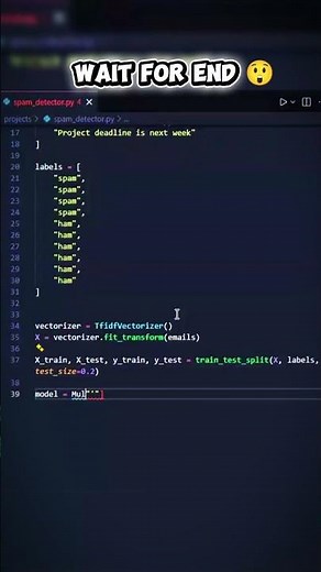 Spam or Ham? Check Emails Using Python in Seconds #Python #MachineLearning #SpamDetection #shorts