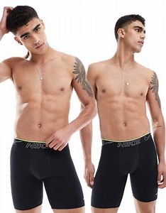 Nike Elite Cotton Stretch 2 pack long boxer briefs in black | ASOS