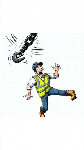 Health and Safety Cartoon Animation - Crane Hook Chaos! Worker Casually Dodges Disaster
