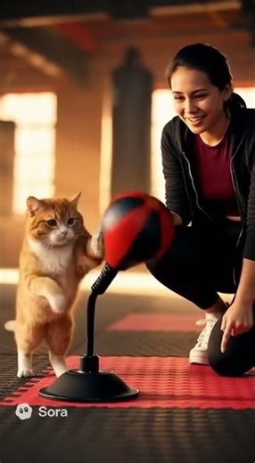 “Day 2 of Cat Boxing Training 🥊 | The Cutest Tiny Fighter Ever!” #FunnyCat #ytshorts #shorts