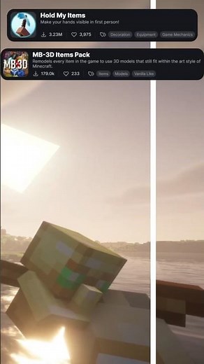 Minecraft: MB-3D Item Pack + Hold My Item Mod 🔥 (3D Items Showcase) #minecraft #resourcepack #mods