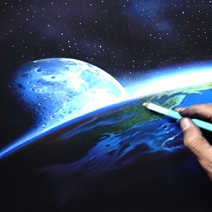 215K views · 6.1K reactions | Earth and Moon, Soft Pastel Drawing by Veri Apriyatno Artist Full version video: https://youtu.be/bF8GWhhtngY Music: Sahar by Azam Ali #space #earth #moon #galaxy #universe ... | DRAWING PENCIL | Facebook