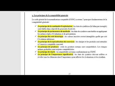les 7 principes comptables selon le code général de la normalisation comptable.