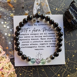 EMF Protection Bracelet: Black Obsidian, Tourmaline & Fluorite Gemstones - Etsy