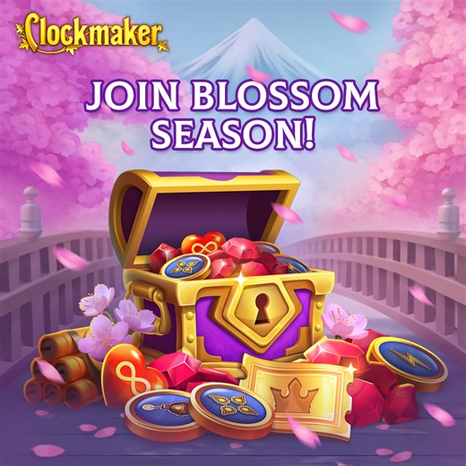78K views · 7.6K reactions |  Blossom Season is here! [https://8ek7.short.gy/fb] Welcome to a peaceful sanctuary amidst the chaos of time. 律 Experience the charm of Japanese culture, collect rewards, and celebrate the beauty of spring with Clockmaker! | Clockmaker | Facebook