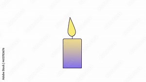 Candle light animation. Flat outline style icon 4K video for web design. Meditation candlelight. Spa isolated colorful thin line animated object on white background with alpha channel transparency