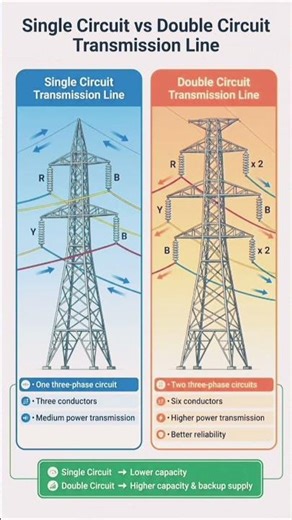 Single circuit vs Double circuit transmission line ⚡🪛💥#automobile #ekmotahathighumechala #electrical