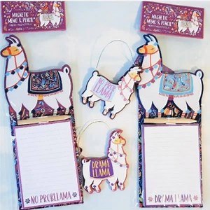 Lllllamas!!! Who doesn't love a Lama 😆 our magnetic pads come with a Lama hanger too! So fun and cute, what's not to smile about - Lama's! One item will have drama lama and the other no problama. Cute for teachers! 😍 https://www.ihearthomes.co.uk/lama-magnetic-pad-and-hanging-lama-6123-p.asp #lama #gift #fun #teacher #smiles #magnetic #notepad | Ihearthomes