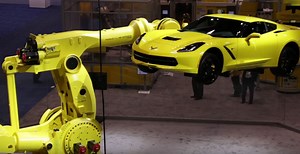 FANUC M-2000iA/1700L Robot Lifting a Chevrolet Corvette Stingray - Robotic Gizmos