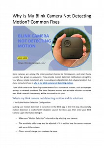 Why Is My Blink Camera Not Detecting Motion_ Common Fixes.docx - SlideServe