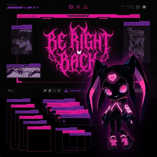 Cyberpunk Gothic Stream Overlay Pack, Pink Purple Y2K Twitch Overlay, Metal Aesthetic Dark Neon Emo Demon Starting Soon BRB Offline Scenes - Etsy