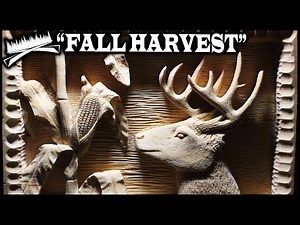 WHITETAIL BUCK WOODCARVING - "FALL HARVEST" - Relief Wood Carving Deer
