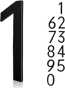 Mailbox Numbers Black - Adhesive House Numbers for Outside, 5 Inch Address Numbers for House Stick on for Apartment Door Farmhouse Mailbox Office Hotel, Frosted Matte Black Acrylic House Number 1