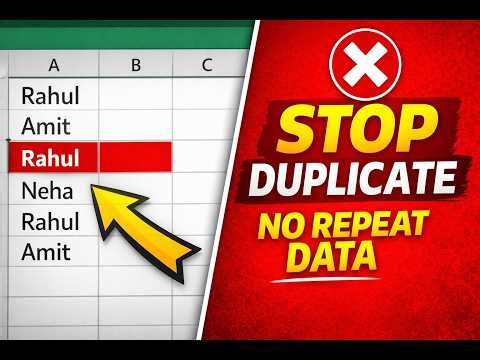 Prevent Dupicate Entry in, Excel में Duplicate Entry कैसे रोकें , Data Validation