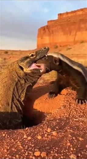 🔥 Honey Badger vs Australian Monitor Lizard – A Wild Encounter! 🦡🦎