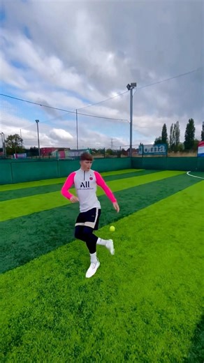 Football control challenge with tennis ball