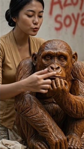 From Wood to Realistic Monkey Sculpture 🤯