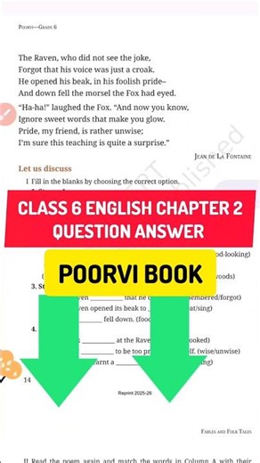 Class 6 English Chapter 2 Question Answer | The Raven and the Fox | Poorvi NCERT Book 2026 #short