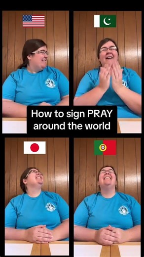 How to sign PRAY in 4 World Sign Language #signlanguage #deafworld #asl #japan #pakistan #portugal