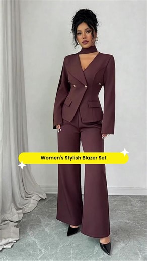 Women's Fashion Blazer Set, Comfortable Daily Wear and Formal Occasions, Stylish Two-Piece Suit, Long Sleeve, Fitted, All Seasons