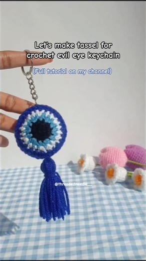crochet evil eye keychain tutorial #crochet #crochetkeychain #evileye #positivevibes #trending #yt