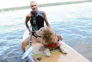 Nantyr Shores Secondary School teacher Jane Boake and her dog, Buddy, are making a special trip to mark the veteran service dog's retirement. https://www.simcoe.com/whatson-story/8752766-innisfil-teacher-paddling-lake-simcoe-with-service-dog | Simcoe.com