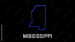 Neon animated map showing the state of Minnesota from the united state of American. 2d map of Minnesota.