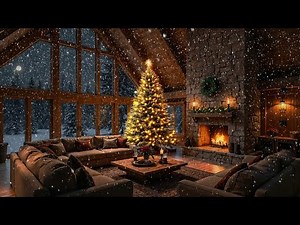Peaceful Christmas Piano Music 🎄 Gentle Holiday Classics with Snow & Cozy Fireplace Ambience 🔥