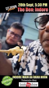 3.6K views · 1.7K reactions | Indore Street Food - Sarafa Bazaar  Performing My Stand-Up Comedy “SIT DOWN ASHISH” Clean Family Comedy at The Den, Indore at 5:30 PM…Come Watch Me With Your Family & Have A Hearty Laugh… Ticket Link In Bio & On BookMyShow ❤️ | Ashish Vidyarthi | Facebook