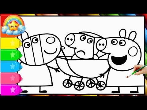 Peppa Pig and Zoe Zebra take care of george pig . Peppa Pig speed coloring. Peppa Pig coloring page