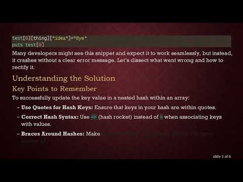 How to Replace a Key Value in a Nested Hash Array in Ruby