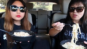 33K views · 809 reactions | RACE! CREAMY FETTUCCINE ALFREDO PASTA SPEED EATING COMPETITION IN THE CAR Olive Garden MUKBANG | Kim&Liz ASMR | Facebook
