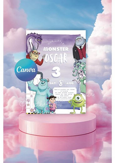 Monsters Inc Inspired Party Invitation | Canva Editable Birthday Invite | Monster Theme | Digital Download Template - Etsy