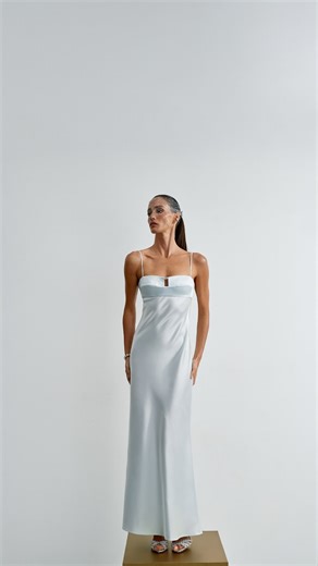 TRY ON DRESS UAE on Instagram: "Stunning KERRY dress 🩵 Italian viscose with a refined sheen, combined with an accent bodice, highlights the form and creates a perfectly balanced silhouette. Available at tryondress.ae"