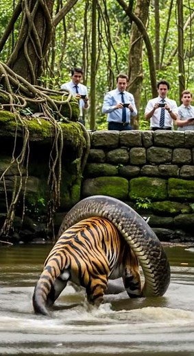 Tiger vs anaconda epic battle unfolds #wildlife #nature #animals