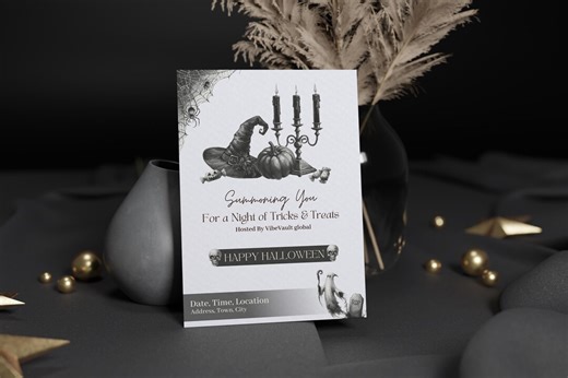 Printable Halloween Invitation Canva Template | Editable Digital Party Invite - Etsy