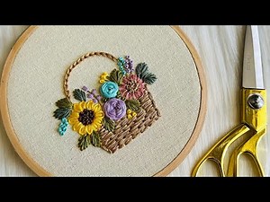Very Easy Embroidery Flower Basket Design For Beginners 🥰 Hand Embroidery Tutorial by Gossamer