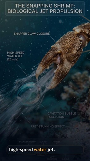 The pistol shrimp snap that creates a cavitation bubble and pressure wave