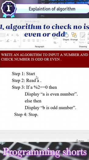 #shorts |How to write algorithm| algorithm of finding no is even or odd| basic algorithm writing| ❤️