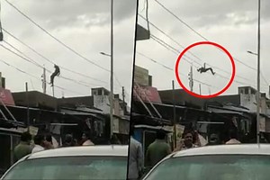 Man performs a dangerous stunt on an electric pole, video from Uttar Pradesh goes viral