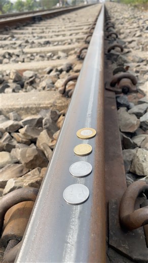 Four coin 🪙 vs train 🚊 what 😱 happened next..? #shorts #train #coin #viral