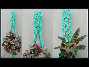 Macrame Plant Hanger New Design | Square Knot With Beads Plant Hanger | DIY Gantungan Pot Macrame
