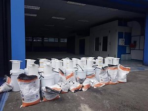 Guys getting ready to start pulling the BASF 1210 1mm Epoxy system. Final light grind complete on the Scrapper Coat. | Floor Tech | Facebook